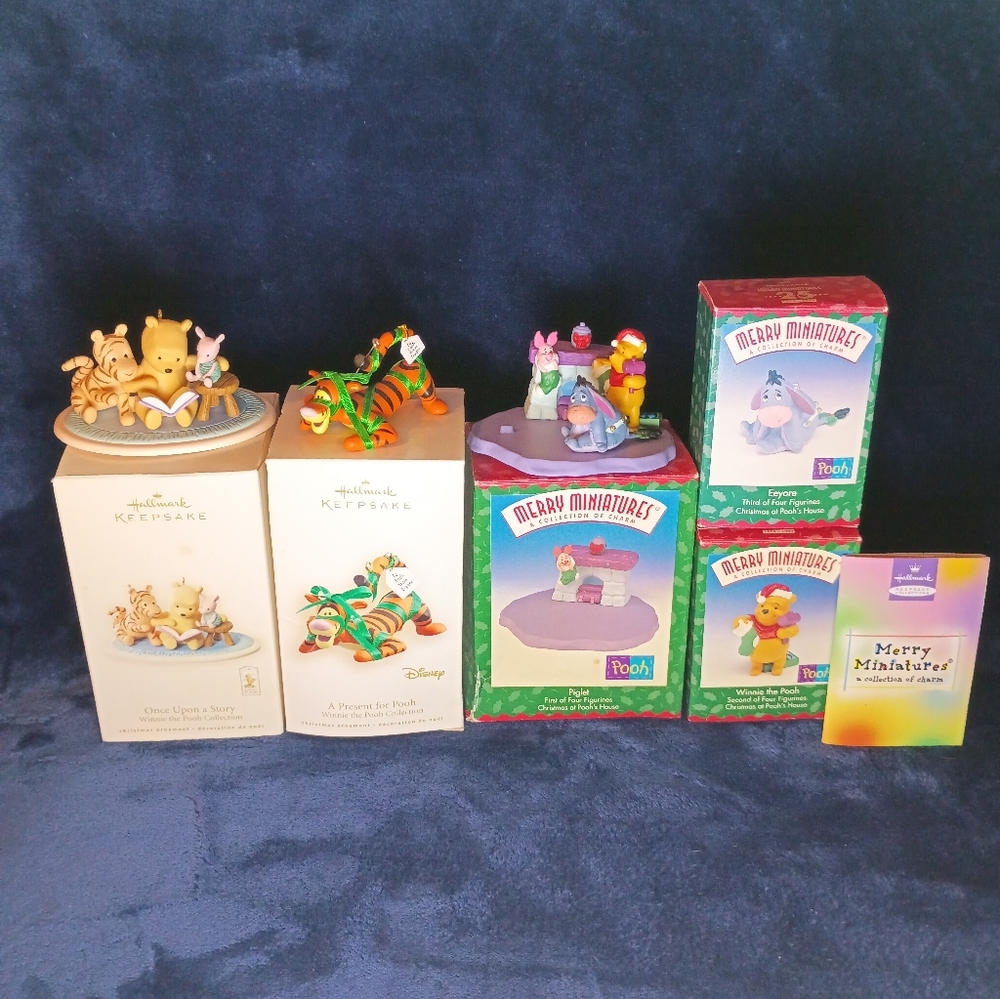 Vintage Winnie The Pooh Hallmark Keepsake Christmas Ornament Bundle